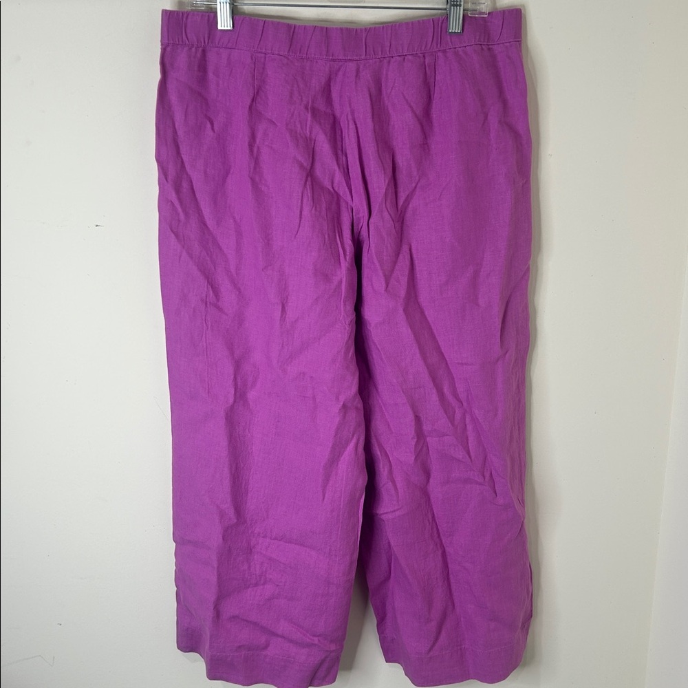 J. JILL LOVE LINEN Wild Orchid Lilac Wide Leg Cropped Pants Size Medium - Picture 5 of 16